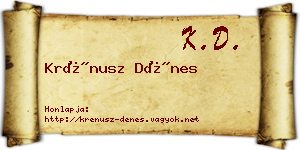Krénusz Dénes névjegykártya