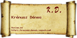 Krénusz Dénes névjegykártya